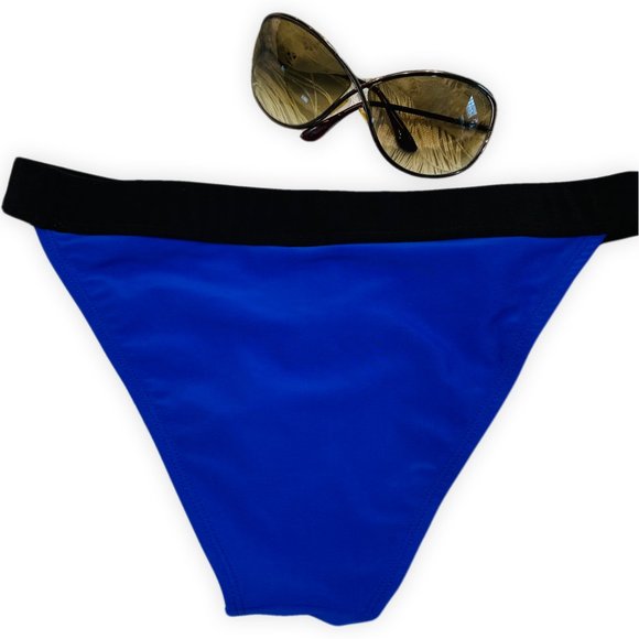 Royal Blue & Black Elasticated Waistband Bottom Swimwear - Picture 2 of 3